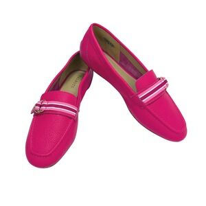 Talbots Jessie Pebbled Leather Driving Loafers 9 Pink Flats Career Preppy Summer